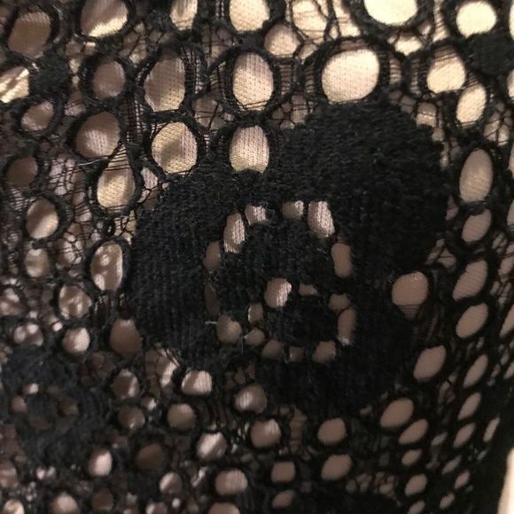 NWOT Modcloth | Mystic | Crochet Overlay Black Dress | Pink Ruffle Above Bodice - Picture 10 of 11